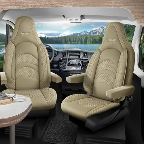 RC Royal Class Pilotensitzbezug Sitzbezüge Schonbezug Set passend für California, Nugget, Marco Polo, Sprinter, Ducato, Boxer, Transit, Transporter, Jumper, Crafter (Beige L40, Pilot 432)