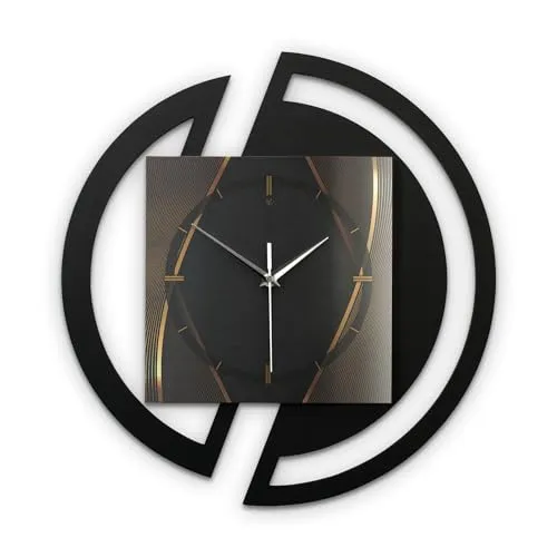 Kreative Feder 3D Designer-Wanduhr Dark Elegance in Silber-Schwarz - Stilvolle Wanduhr im modernen Metallic-Look mit flüsterleisem Quarzuhrwerk. Perfekt für eine ruhige Umgebung und ein elegantes Ambiente. Handarbeit aus Deutschland.