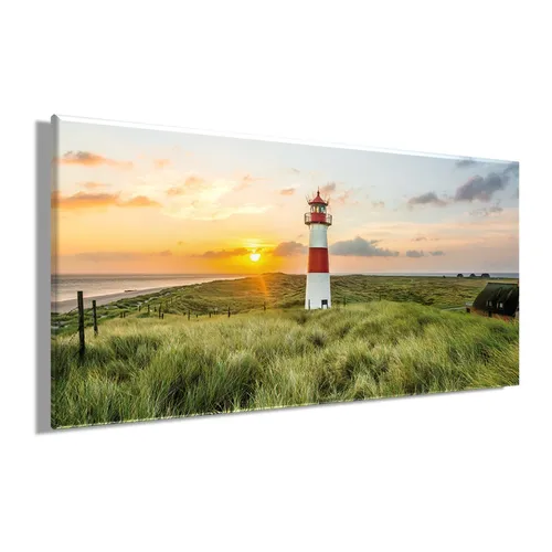 Wandbild LEUCHTTURM 50x100 cm – Leinwandbild Keilrahmen Deko modern
