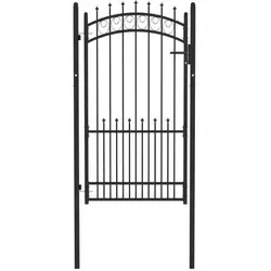 vidaXL Zauntor mit Spitzen aus Stahl 100x175 cm Schwarz von vidaXL