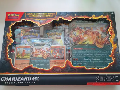 Pokémon Charizard Ex Special Collection - Sammelbox für Pokémon-Fans: Enthält 5 Boosterpacks, exklusive Glurak-ex Karte und holografische Karten von Glumanda und Glutexo für spannende Duelle!