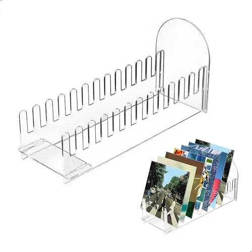 gexuamz Schallplatten Ständer,vinyl Bietet ,Platz für 12 Vinyl-Schallplatten, Schallplatte Holder für Vinyl Platten, Fotos, Bücher, Postkarte Storage und Display,Acryl, 1 Stück