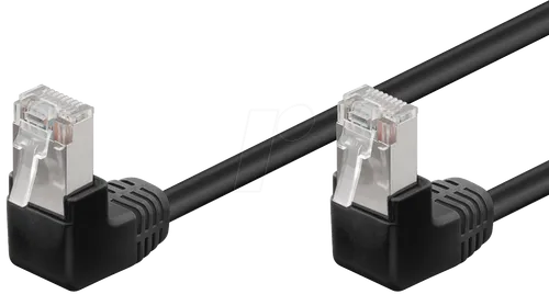Goobay 96077 CAT 5e Patchkabel - 2x 90° gewinkelt, geschirmtes F/UTP Kabel für optimale Anschlussmöglichkeiten, ideal bei Platzmangel