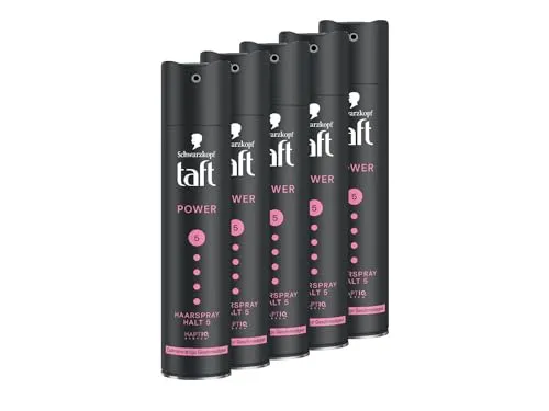 Schwarzkopf Taft Haarspray Power Cashmere (5x 250 ml), Haltegrad 5 Haarstyling, Haarspray für trockenes und strapaziertes Haar, Kaschmir-ähnliche Geschmeidigkeit, vegane Formel*