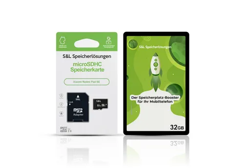 Tec-Expert microSD Karte S&L für Xiaomi Redmi Pad SE Speicherkarte (32 GB, Class 10, microSDHC)