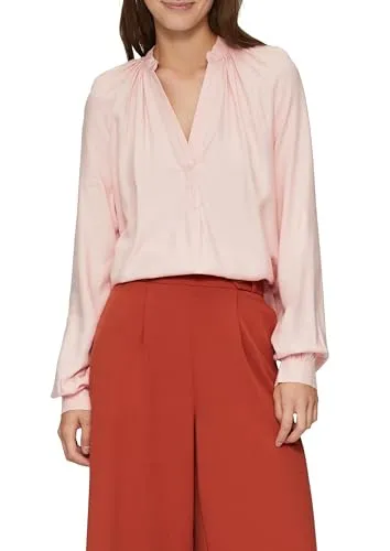 QS Langarmbluse Melierte Viskosebluse mit Raffung XL (42) - Blusen, elegante Viskosebluse mit Raffung für einen femininen Look, ideal für jeden Anlass.