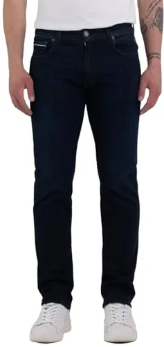 Replay Grover Straight Jeans für Herren, Blau 31/32 - Hochwertige Jeans aus 11 oz Power-Stretch-Denim mit sanften Farbkontrasten, ideal für einen klassischen Look und hohen Tragekomfort.