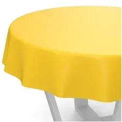 ANRO Tischdecke abwaschbar Wachstuch-Tischdecke Gartentischdecke (Einzelstück 1-tlg), wasserabweisend Einfarbig Gelb Breite 140cm gelb Rund | Ø 120 cm x 120 cm x 120 cm x 0.2 mm