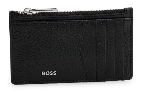 BOSS Kartenetui 10 CC With Zip, aus echtem Rindsleder in schwarz von BOSS