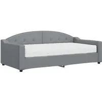 vidaXL Tagesbett mit Matratze Hellgrau 90x190 cm - Vielseitiges Tagesbett für Wohn- und Schlafzimmer, das tagsüber als Sofa und nachts als Bett dient. Inklusive komfortabler Schaumstoffmatratze für optimalen Schlaf.