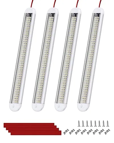 Bonlux 120 LED Auto Innenbeleuchtung, 4 Stück 12V LED Leiste Innenlichtleiste mit Schalter für Wohnmobil Van Bus Caravan Boat Küche Bad Bar LKW, 6500 K, 1800 Lm, Ultrahell