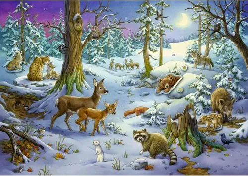 Coppenrath Verlag Tiere im Winterwald Sticker-Adventskalender - Adventskalender mit Stickern für kreative Kinder! Gestalte täglich ein zauberhaftes Winterbild und entdecke glitzernde Extra-Sticker.