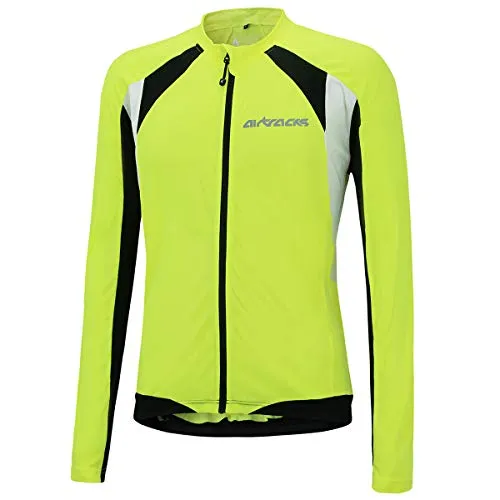 Airtracks Radtrikot Herren Langarm Pro T - Neon-weiß - Fahrradtrikot mit Quick Dry und Anti-UV Eigenschaften, ideal für Radsportler, die Komfort und Schutz bei jeder Fahrt suchen.