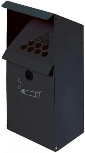 PROREGAL Großvolumiger Wandascher mit Schutzdach | 3,7 Liter, HxBxT 41x18x15cm | Verzinkter Stahl | Anthrazit | Ascher Aschenbecher