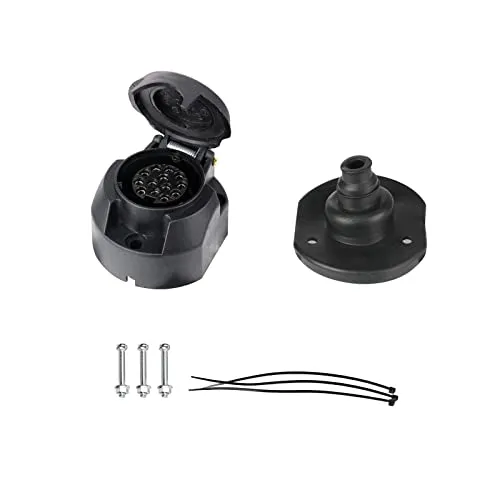 BEIJISTAR Anhänger Steckdose 13 Polig mit Gummidichtung, nach ISO 11446, 12V Wasserdichter 13 Poliger Anhängersteckdose, 13 Polige Steckdose, Steckdose 13 Polig für KFZ PKW Anhänger