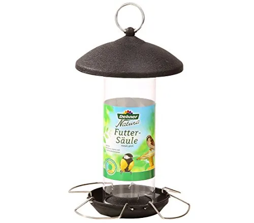 Dehner Natura Premium Wildvogel Futtersäule groß, Futterstation für Wildvögel, Futterstelle wetterfest / hängend, ca. 27 x 16 x 16 cm, Metall, schwarz