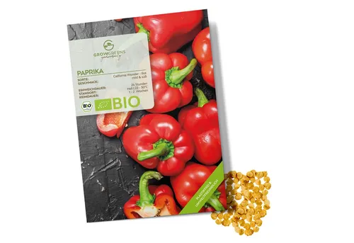 Growgreens Gemüsesamen BIO Paprika Samen (California Wonder) - Rote Paprika (10 Korn), Paprika