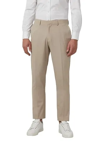 s.Oliver Herren 2140780 Hose, Beige Slim Fit, Größe 46 - Wanderhose mit Mid Rise-Bundhöhe, Gürtelschlaufen und praktischen Taschen für optimalen Komfort und Stil beim Wandern.