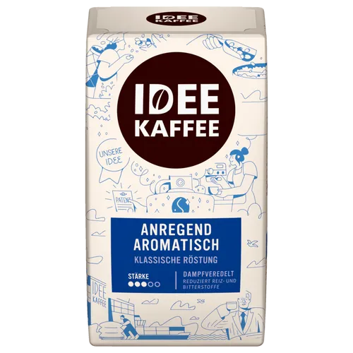 Idee Kaffee ANREGEND AROMATISCH Filterkaffee 500g - Kaffeebohnen, aromatischer Filterkaffee mit anregendem Geschmack, perfekt für einen energiereichen Start in den Tag.