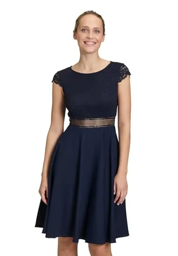 Vera Mont Damen Abendkleid mit Spitze 34, Night Sky - Elegantes Cocktailkleid mit Spitze von Vera Mont, ideal für festliche Anlässe. Ausgestellte Passform und Halbarm Ärmel sorgen für Bewegungsfreiheit und Komfort.