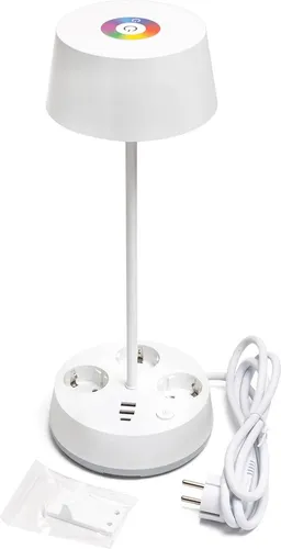 Aigostar Schreibtischlampe mit USB und Steckdosen, 3 Farbtemperaturen + RGB - Schreibtischlampe mit integrierter Steckdosenleiste und USB-Anschlüssen. Bietet 3 Farbtemperaturen und 256 RGB-Farben für individuelle Lichtgestaltung. Ideal für Home Office und mehr.