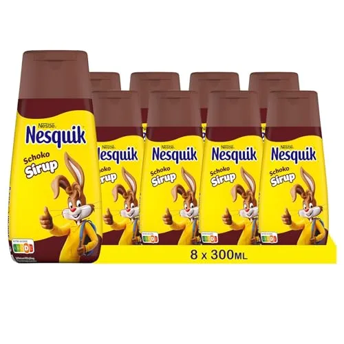 Nesquik Sirup Dose, Schokosirup für Dessert, Frühstück oder Milchgetränke, 8 x 300 ml, 12018291