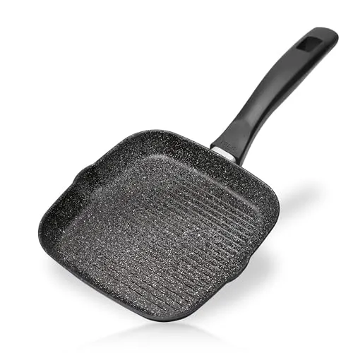 STONELINE Grillpfanne 16x16 cm - Pfanne mit innovativer STONELINE Beschichtung für fettfreies Braten, kratzfester Oberfläche und Easy-Clean-Effekt. Ideal für alle Herdarten, perfekt für gesundes Kochen!