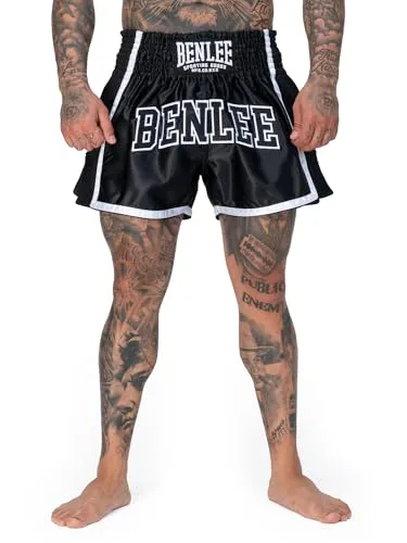 BENLEE Herren Thaibox-Hose DAGETT XXXL - Black/White - Herren-Trainingshose aus 100% Polyester mit regulärer Passform, idealer Sitz dank elastischem Bund und stylischen Logo-Details für optimale Bewegungsfreiheit.