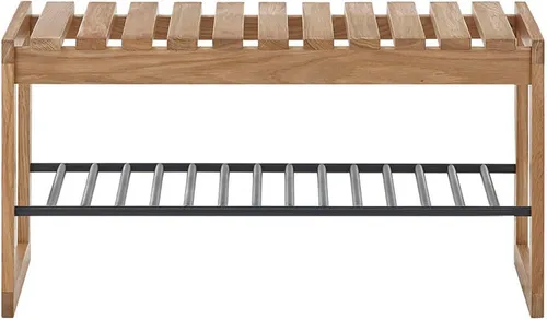 Xxxl Garderobenbank Bantry, Schwarz, Eiche, Holz, Metall - Drohnen - Robuste Garderobenbank aus massivem Eichenholz und Metall, ideal für einen rustikalen Look im Eingangsbereich. Mit einer Sitzhöhe von 45 cm und einer stabilen Ablage für Ihre Schuhe.