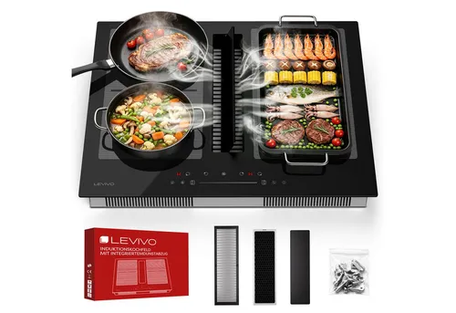 Levivo Induktions-Kochfeld 60 cm mit Dunstabzug und Touch-Control