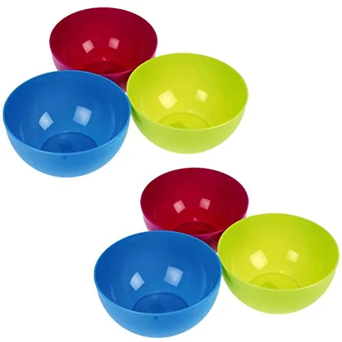 HAC24 6er Set Schüssel rund 0,6 Liter Plastikschüssel Müslischüssel Salatschale Kunststoff Kunststoffschüssel Rührschüssel