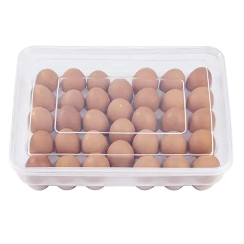 Eier Behälter Groß Küche-Eierhalter Eiereinsatz für Kühlschrank Stapelbarer Eierschale mit Deckel für 34 Eier