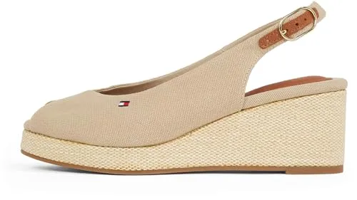 Tommy Hilfiger Damen Wedge Sandalen Flag Mid Slingback in beige von Tommy Hilfiger