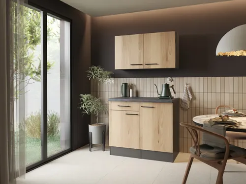 Buffetschrank Küchenschrank Oberschrank 100cm Artisan Eiche Grau