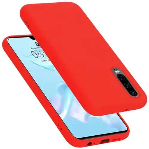 Cadorabo Hülle kompatibel mit Huawei P30 Hülle Silikon Handyhülle für P30 Case aus flüssigem Silikon- Kratzfeste und stoßfeste dünne TPU Schutzhülle - Liquid ROT