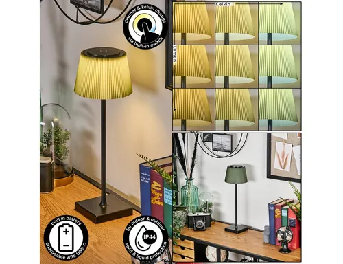 hofstein dimmbare Tischleuchte aus Metall/Kunststoff in Braun/Grün - Moderne Außentischleuchte mit Touchdimmer, wechselbarem LED und IP44-Schutz. Ideal für Innen- und Außenbereiche, schafft stimmungsvolles Licht für jeden Raum.