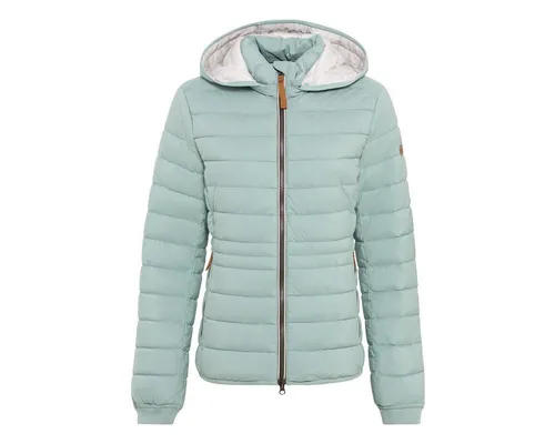 camel active Damen Steppjacke aus recyceltem Polyester Türkis - Funktionsjacken aus zertifiziertem, recyceltem Polyester mit abnehmbarer Kapuze und elastischen Strickbündchen für optimalen Windschutz.