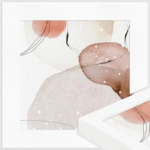 WANDStyle Bilderrahmen 10x10 Weiß, gemasert, moderner Bilderrahmen Holz, hochwertiger Holzbilderrahmen, Posterrahmen zum Aufhängen und Aufstellen, Rahmen 10x10 cm, Fotorahmen H950 - Made in Germany