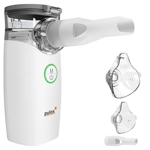 Pulox IN-100 Inhalator - Elektrischer Nebulizer für Kinder und Erwachsene, leises Inhalationsgerät mit Zubehör für schnelle Linderung bei Atemwegserkrankungen