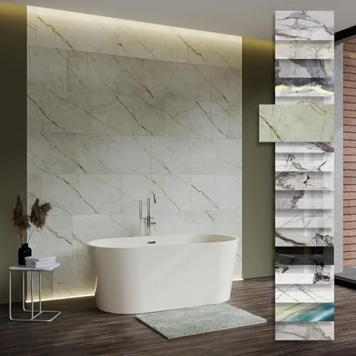 HEXIM Marmorplatten Optik 1 Stück 78x39cm SPC Kunststoff Innen & Außenbereich Granit Steinoptik