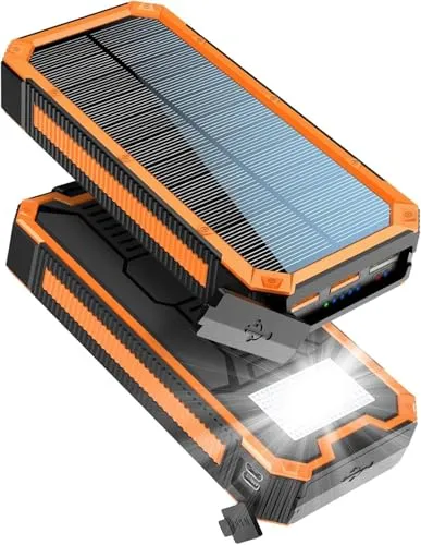 Solar Powerbank 20000mAh – Wasserdichtes USB C Ladegerät für Smartphones und Tablets