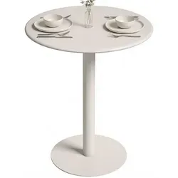 HOMCOM Runder Küchentisch für 2 Personen – Beige - Kompakter Esstisch für gemütliche Mahlzeiten zu zweit. Mit einem Durchmesser von 60 cm eignet sich der stabile Stahl-Tisch perfekt für kleine Räume, Balkone oder Cafés. Modernes Design in Beige für jeden Stil.