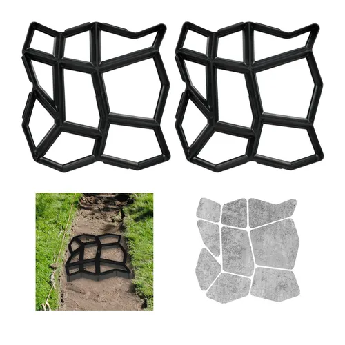 Gehwegform Betongießform für Gartenwege - Pflastersteinformen, wiederverwendbare Schalungsform aus robustem Kunststoff für kreative Gartenwege in abstractem Design.