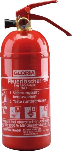 Gloria Autolöscher 1kg mit Manometer und Kfz.-Halter von GLORIA