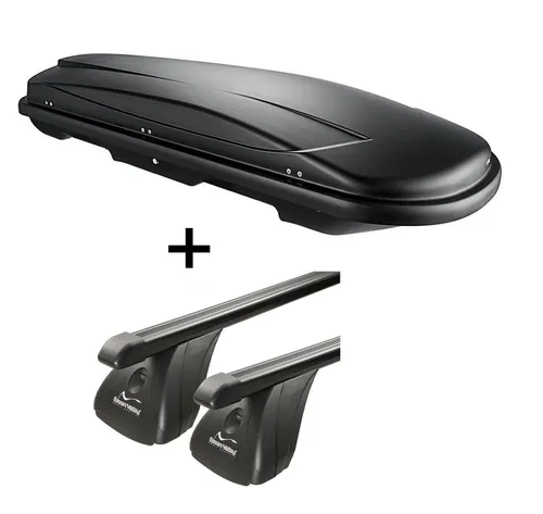 Dachbox VDPJUXT400 400Ltr schwarz abschließbar + Stahl Dachträger Aurilis VDP für BMW Serie 3 GT - Gepäckträger mit 400L Dachbox, abschließbar und stabil. Ideal für BMW Serie 3 GT (5Türer) ab 2013. Hohe Traglast und einfache Montage!