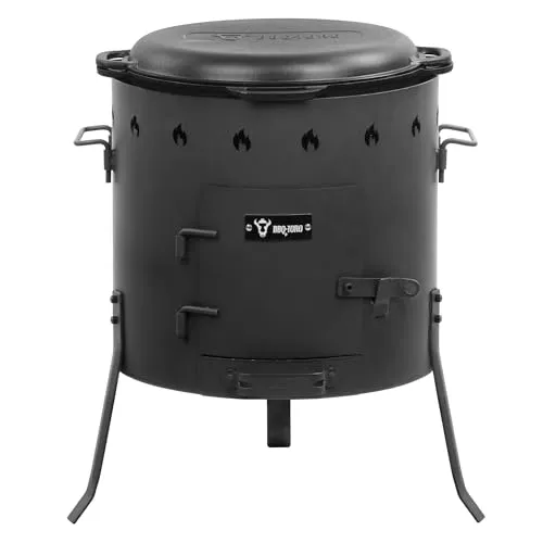 BBQ-Toro Gusseisen Kazan 19L – Vielseitiger Koch- und Feuerofen - Vielseitiger Kazan für Outdoor-Kochen und Grillen. Ideal für Gulasch, Eintöpfe und mehr. Robuste Bauweise aus Gusseisen sorgt für gleichmäßige Hitzeverteilung.