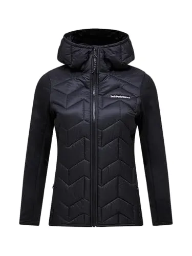 Peak Performance Damen Elevate Liner Hybrid Hoodie Jacke in Schwarz (Größe S) - Vielseitige Hybridjacke mit Kapuze, ideal für aktive Tage. Leicht und isolierend, bietet sie optimalen Tragekomfort bei jedem Wetter.