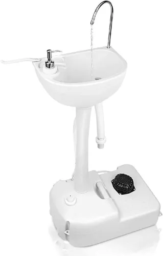 GOPLUS Mobiles Campingwaschbecken - Campingausrüstung mit 17L Wassertank und Fußpumpe für einfaches Händewaschen und Geschirrspülen, ideal für Picknick und Camping.
