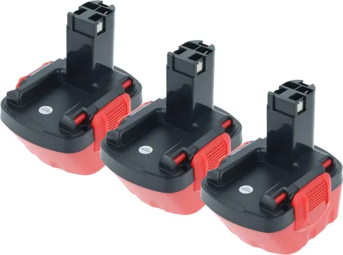 vhbw 3x Akku kompatibel mit Bosch PSR 12VE, PSR 12, PAG 12, PSB 12 VE-2 Werkzeug (1500 mAh, NiMH, 12 V)