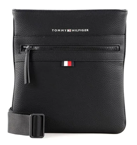 Tommy Hilfiger ESSENTIAL PU CROSSOVER Umhängetasche, Schwarz - Herren-Schultertasche aus hochwertigem PU, zeitloses Design mit verstellbarem Riemen und praktischen Fächern für Geldbeutel und Handy - ideal für jeden Anlass.